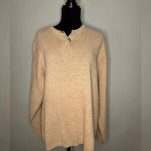 VINTAGE J Riggings Sportwear Cotton Mesh Weave Henley Sweater